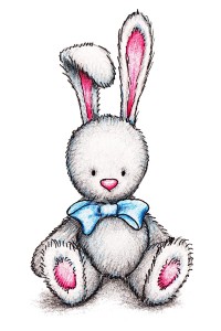 Bunny with Blue Ribbon