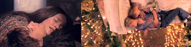 Comparison of death scenes in Romeo & Juliet films. Left: Romeo and Juliet (1968). Right: Romeo + Juliet (1996)